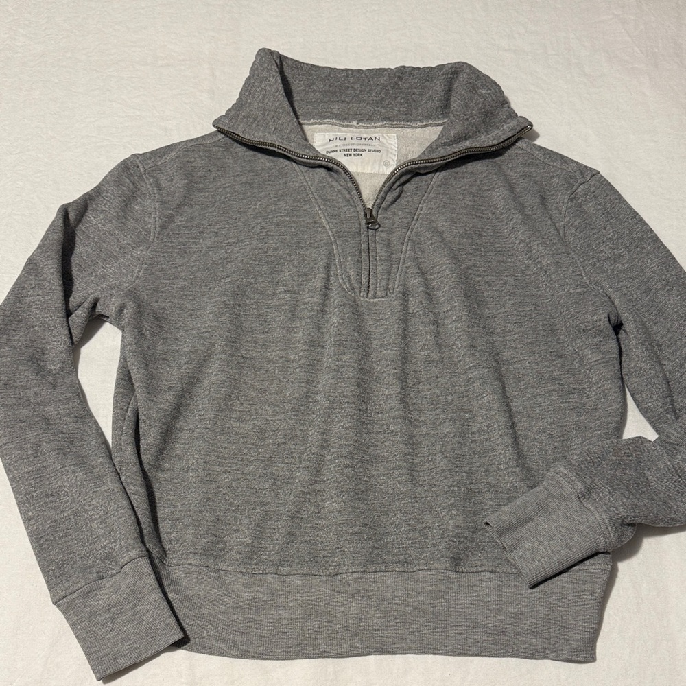 NILI LOTAN Gray Quarter-Zip Sweatshirt XS